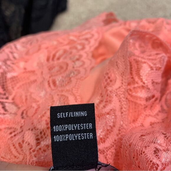 Uk2la peach pink lace stretchy V-neck sleeveless top crisscross L clubwear NWOT - Picture 5 of 9